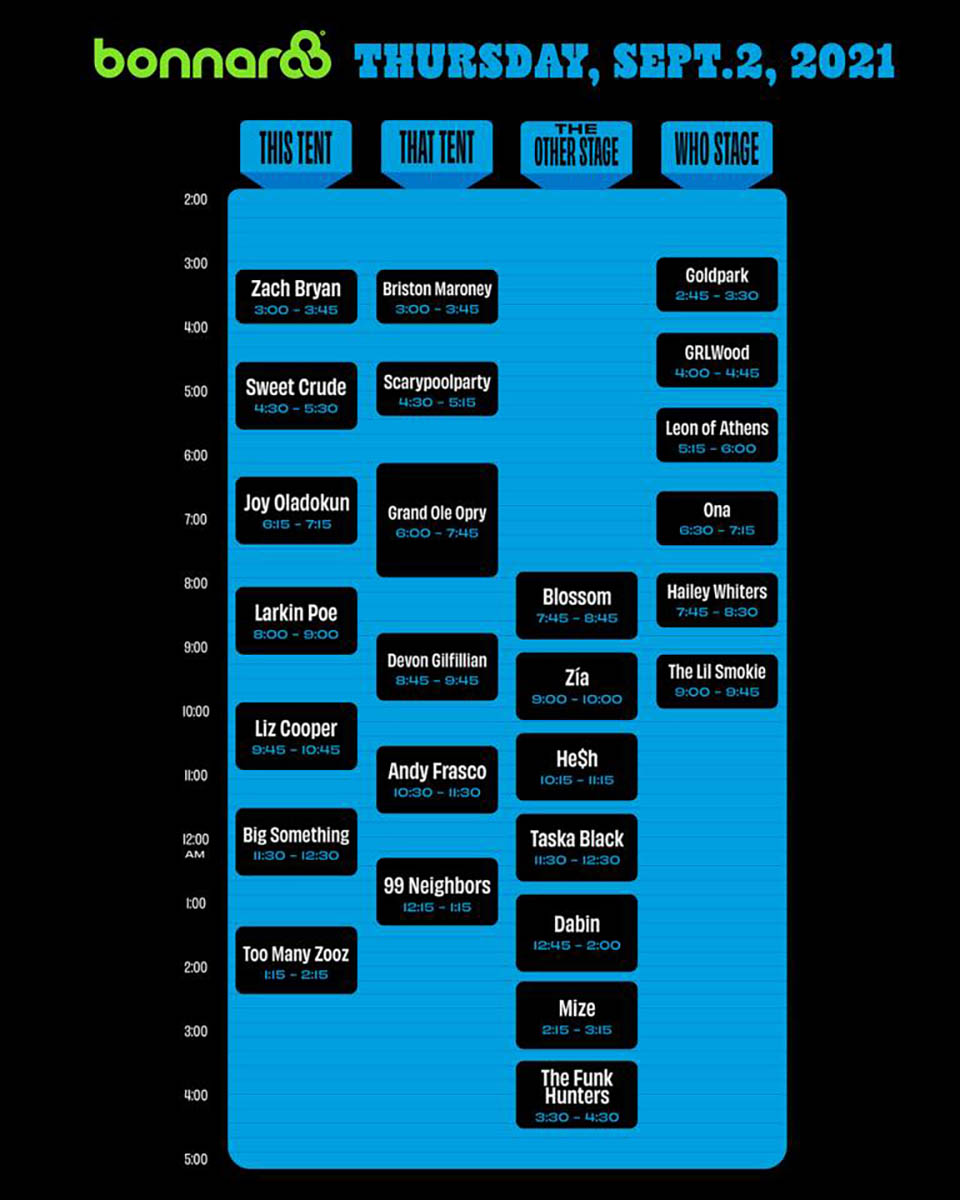 Bonnaroo 2021 schedule